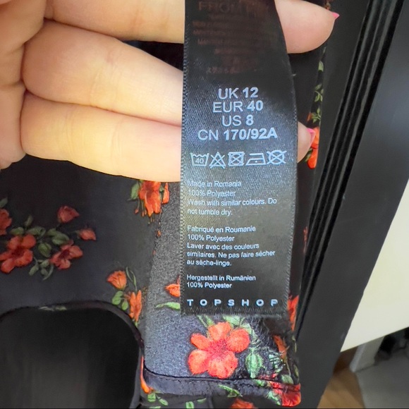 Topshop Rose Floral Print Tie Front Top - Picture 7 of 10